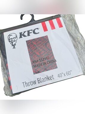 KFC Kentucky Fried Chicken Super Soft Cozy Food Black Red Throw Blanket 40X60
